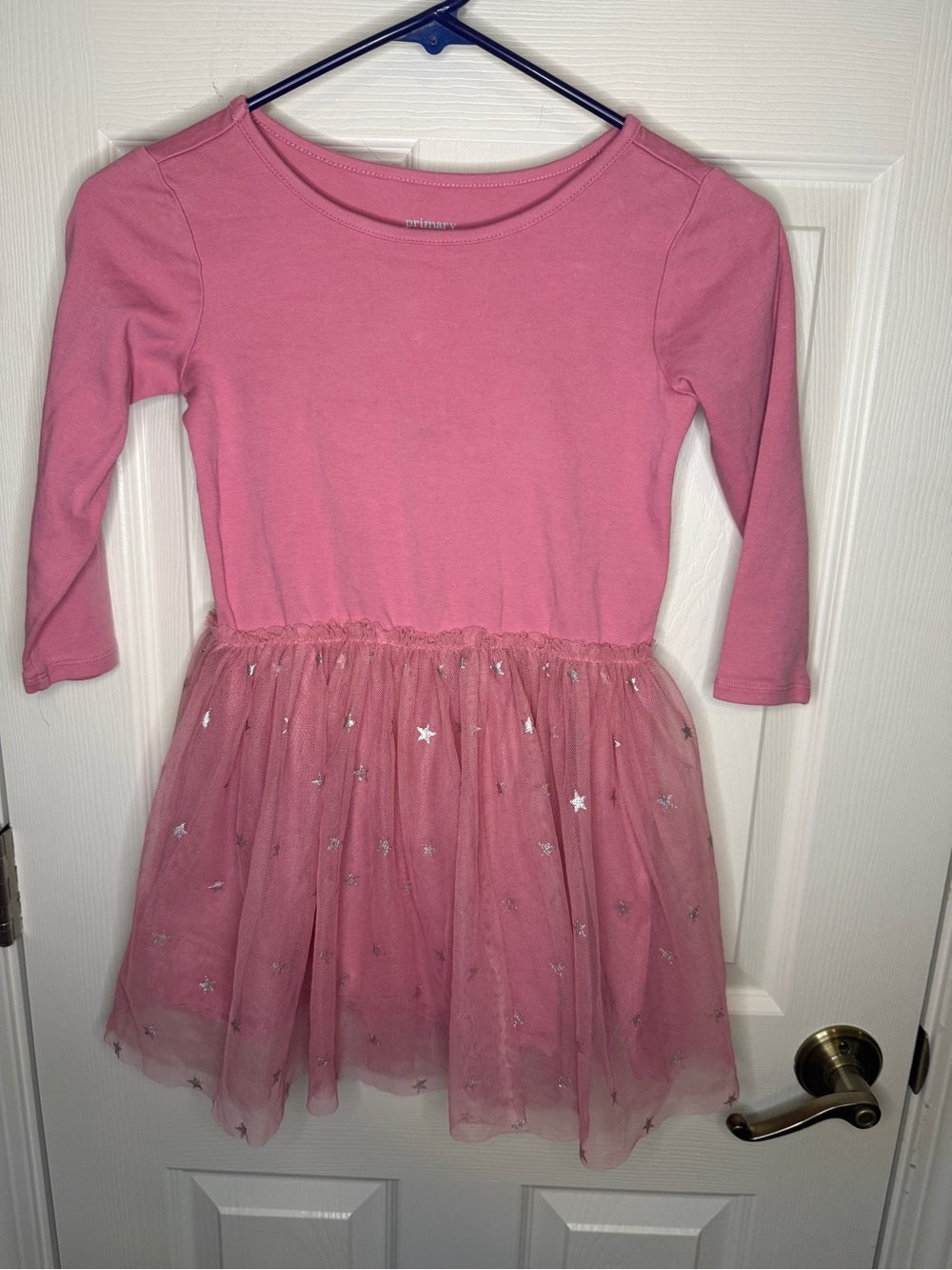 Primary Pink Long Sleeve Tulle Star Dress Size 6-7